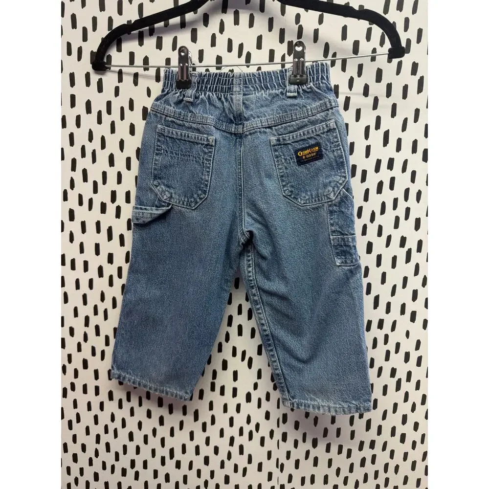 Vintage 90s Y2K OshKosh B’gosh baby Carpenter Jeans Size 24M Blue Denim